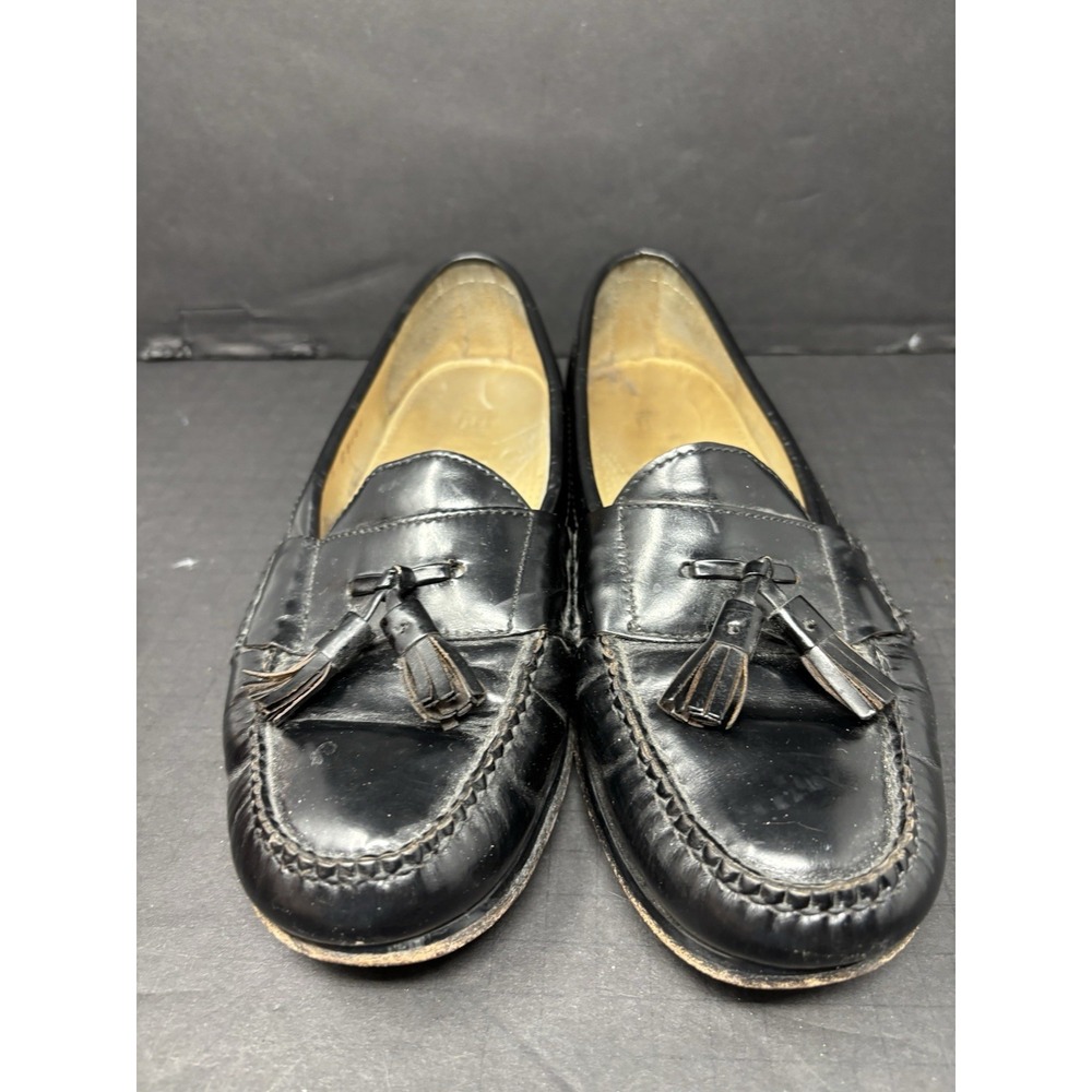 Cole Haan Mens Tassel Loafers‎ Sz 9.5 D Black Leather Classic Casual Dress Shoes - Picture 2 of 10